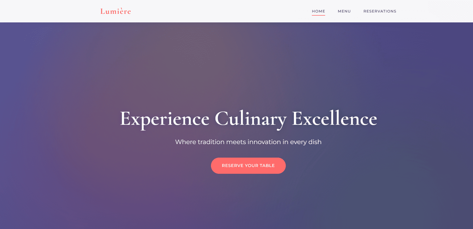 Lumière Restaurant Website Design